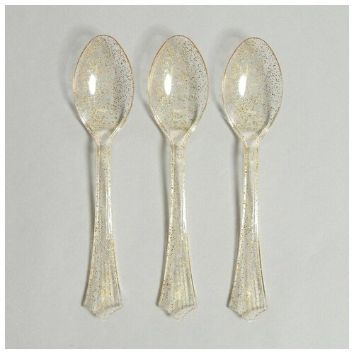 Ложки пластиковые Блеск в наборе 12 штук цвет золото 475₽