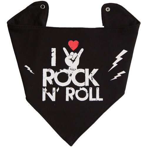 фото Косынка (нагрудник) детская на кнопке (rock baby) черный-2 amarobaby