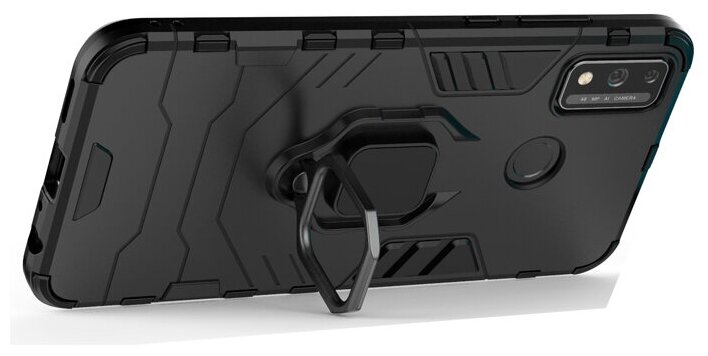 Противоударный чехол с кольцом Panther Case для Huawei Honor 9X Lite черный