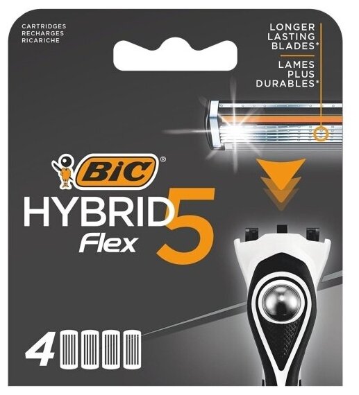 Сменные кассеты для бритья Bic Flex 5 Hybrid, 4 шт