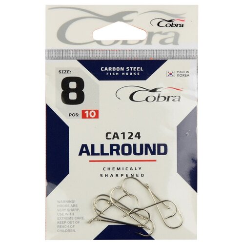 Крючки Cobra ALLROUND серые CA124 размер 008 10шт