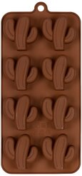 Форма для конфет S-CHIEF Кактусы SPC-0123, 8 ячеек, коричневый