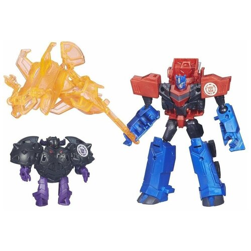 Трансформер Transformers Transformers Оптимус Прайм и Бладжеон. Миникон Бэтл-Пэкс (Роботы под прикрытием) B4714, синий/красный/оранжевый