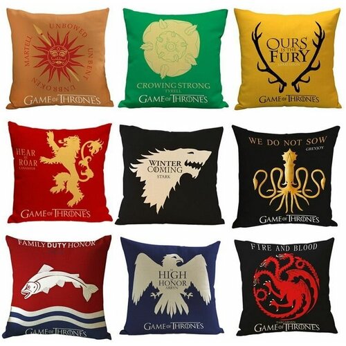 Наволочки из сериала Игра Престолов Песнь Льда и пламени (комплект 9 шт) 45*45 см