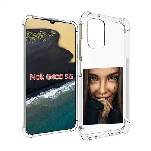 Чехол MyPads девушка улыбается женский для Nokia G400 5G задняя-панель-накладка-бампер чехол mypads обезьяна улыбается для nokia g400 5g задняя панель накладка бампер