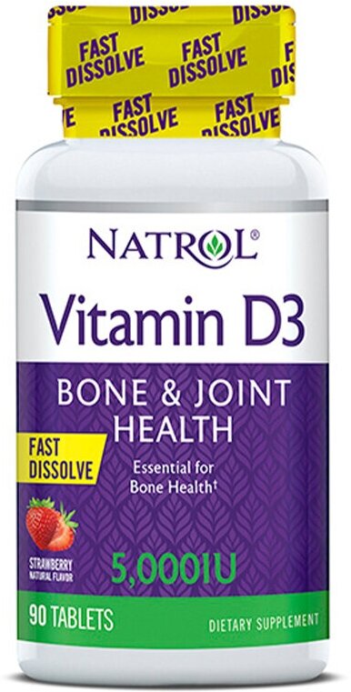 Vitamin D3 Fast Dissolve таб., 5000 МЕ, 150 мл, 90 шт., клубника