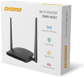 Wi-Fi роутер DIGMA DWR-N301 черный