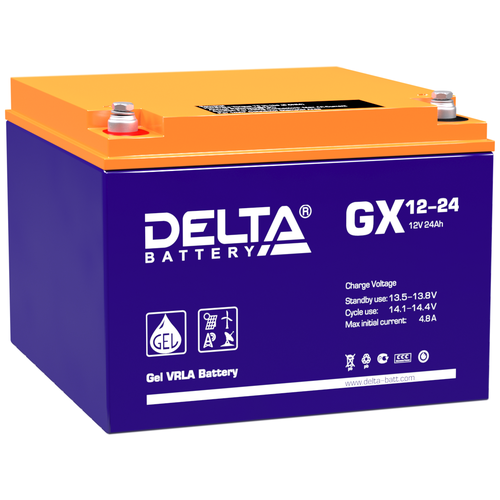Аккумуляторная батарея DELTA Battery GX 12-24 12В 24 А·ч аккумулятор гелевый delta gx 12 17 12в 17 ач