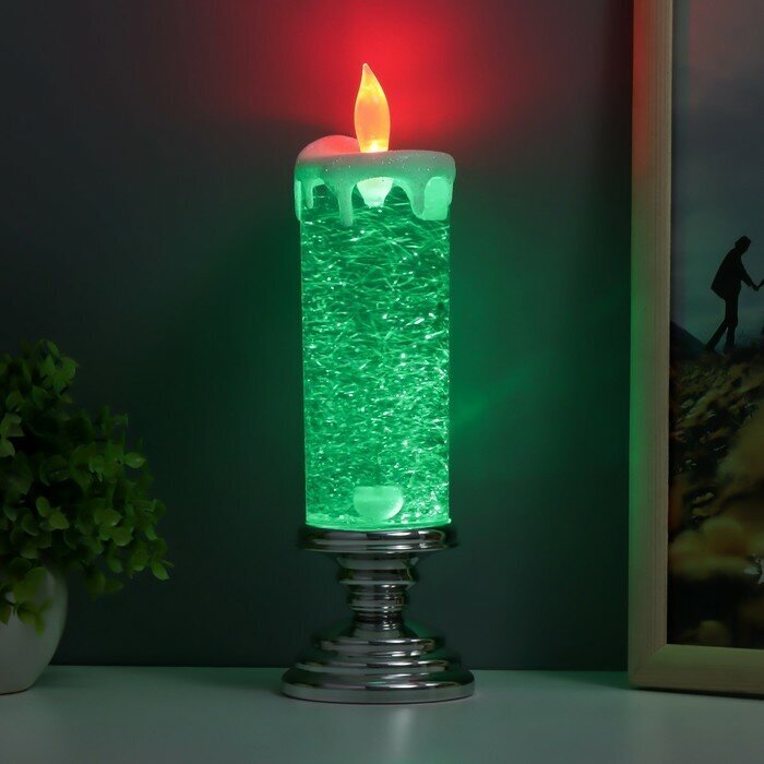 Лава-лампа"Морозная свеча" LED от батареек 3хАА USB серебро 7х7х28см Risalux 9559536 . - фотография № 3