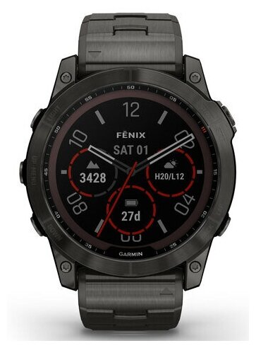 Умные часы Garmin Fenix ​​7X Sapphire Solar Carbon с Титановым ремешком