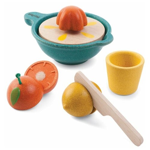 Купить Набор продуктов с посудой PlanToys Соковыжималка 3610 оранжевый/желтый/зеленый