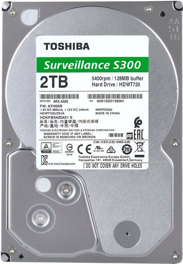 Жесткий диск TOSHIBA S300 , 2ТБ, HDD, SATA III, 3.5" - фото №2