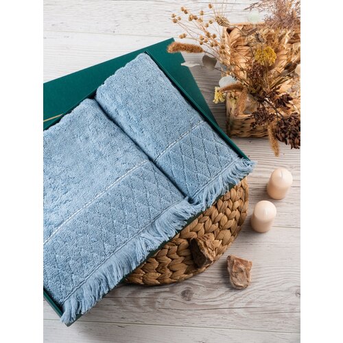 Подарочный набор полотенце банное махровое 70х140 и 50х90 см, PATRIK SAYLI (голубой) FORTUNE