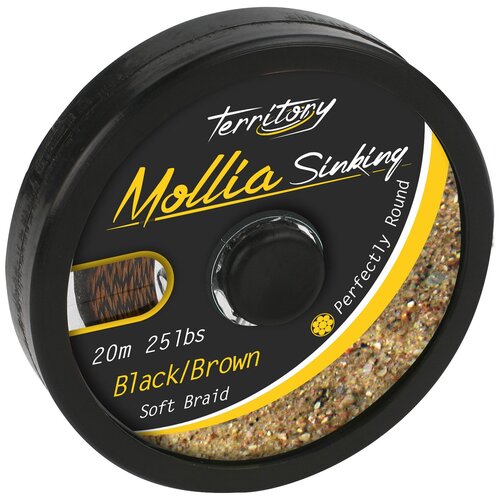 Поводочный плетеный шнур Mikado. Territory Mollia Sinking, 45 lb, 20 м, чёрно-коричневый
