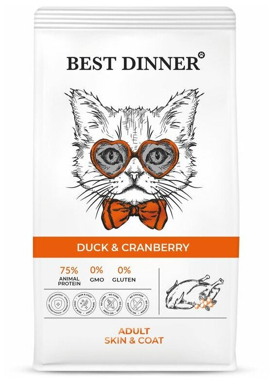 Корм сухой Best Dinner BEST DINNER Adult Duck&Cranberry, утка с клюквой, для кошек, 10кг