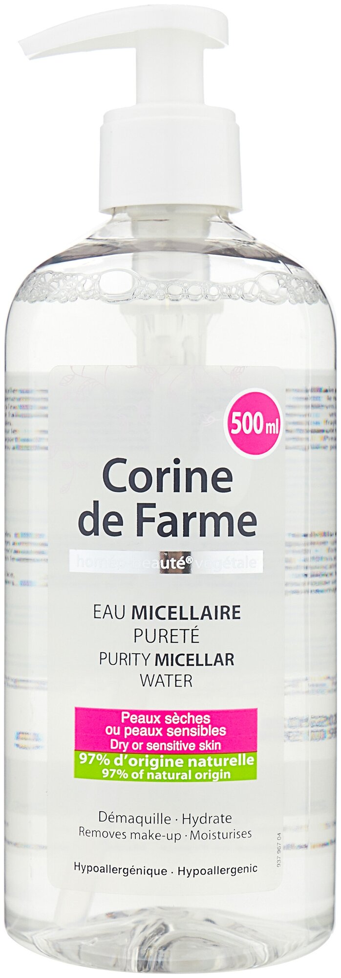 CORINE de FARME вода мицеллярная очищающая, 500 мл, 500 г