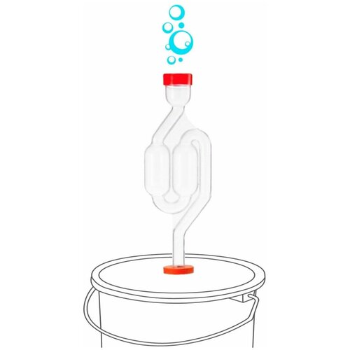 Гидрозатвор для брожения S-образный, двухкамерный, с резиновым уплотнителем в комплекте / Для бродильных установок.