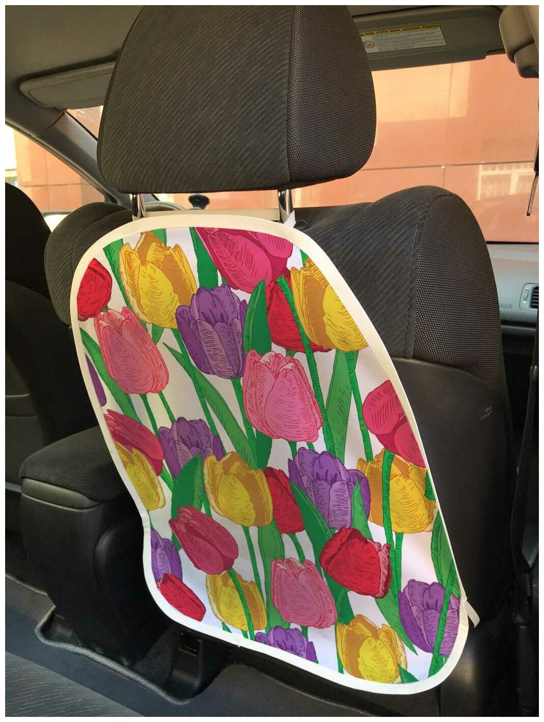 Защитная накидка JoyArty "Поляна тюльпанов" на спинку автомобильного сидения