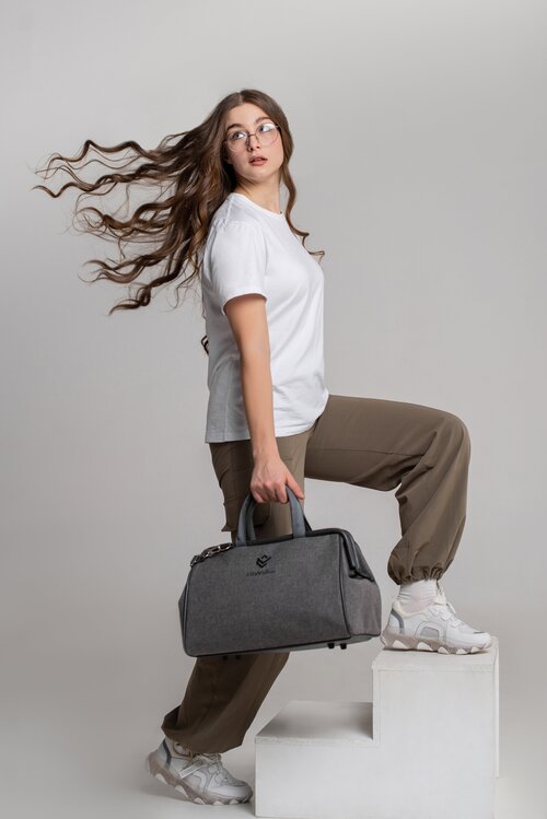 Саквояж CityValise, 18х26х37 см, ручная кладь, плечевой ремень, серый