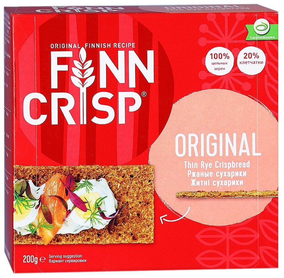 Сухарики ржаные Finn Crisp Original, без добавок, 200 г, 30 шт. в уп.