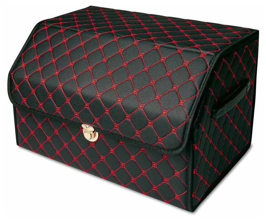 Ящик органайзер / сумка саквояж в багажник MejiCar 46x30x27 см черный / красной с замком