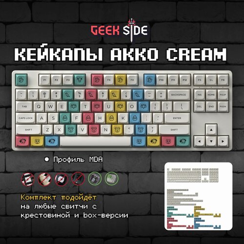 Кейкапы Akko Cream для механической клавиатуры, профиль MDA, ABS пластик
