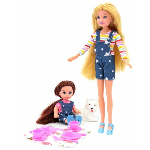 Кукла Мила с куклой Вики с собачкой и набором для пикника 70006