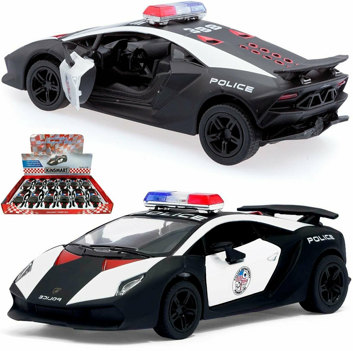 Машинка металлическая игрушка 1:38 Lamborghini Sesto Elemento Police (Ламборгини Сесто Элементо Полицейская) инерционная