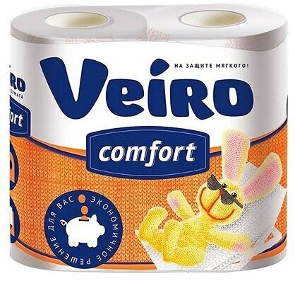 Бумага туалетная Veiro Comfort 2-слоя, 4 шт