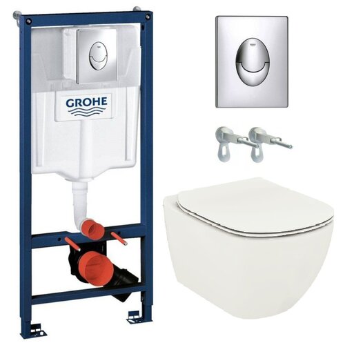 Готовый комплект: Инсталляция Grohe 38721001 + подвесной унитаз Tesi aquablade