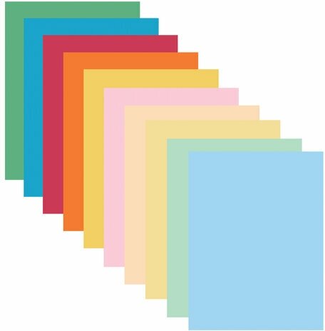 Бумага цветная для принтера офисная 10 цветов Brauberg "Multicolor", формат А4, 80 г/м2, 200 листов, (10 цветов x 20 листов), 114209