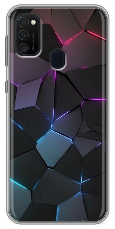 Дизайнерский силиконовый чехол для Galaxy M21 / Samsung Galaxy M21 Геометрия неона