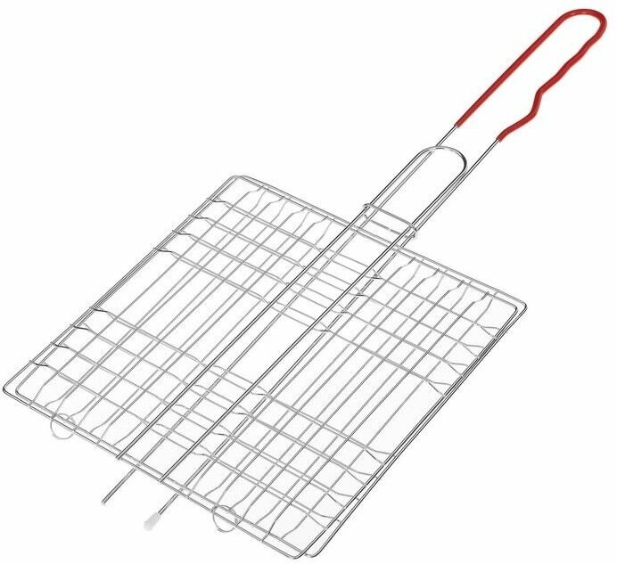Решётка-гриль универсальная , хромированная сталь, р. 46 x 21 см, рабочая поверхность 21 x 21 см - фотография № 6
