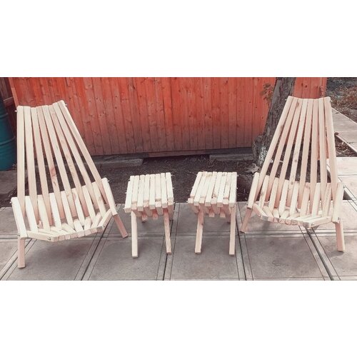 Комплект Кентукки 2 садовых кресла на шпильке и 2 журнальных столика(табурета), цвет сосна