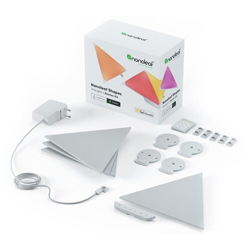 Светодиодный светильник Nanoleaf Shapes Triangles Starter Kits. Состоит из 4 независимых светодиодных панелей.