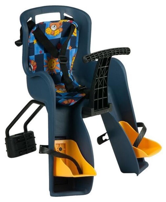 Кресло детское переднее GH-bike GH-908E синие, с разноцветным текстилем
