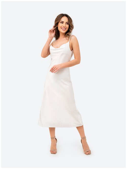 Платье сафари HappyFox, прямой силуэт, миди, размер 48, белый