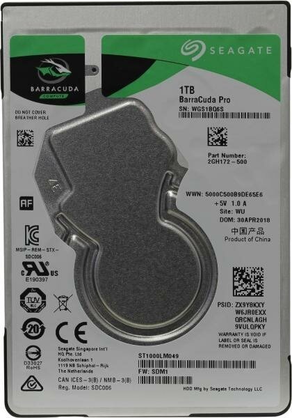 Жесткий диск для компьютера 2.5 1 Tb 7200rpm 128Mb Seagate Barracuda Pro SATA III 6 Gb/s ST1000LM049