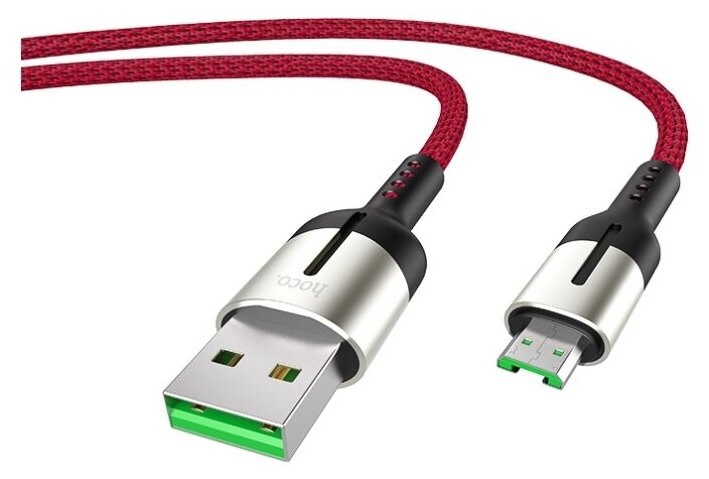 Дата-кабель Hoco U68 Gusto USB-MicroUSB (4 A), 1.2 м, красный