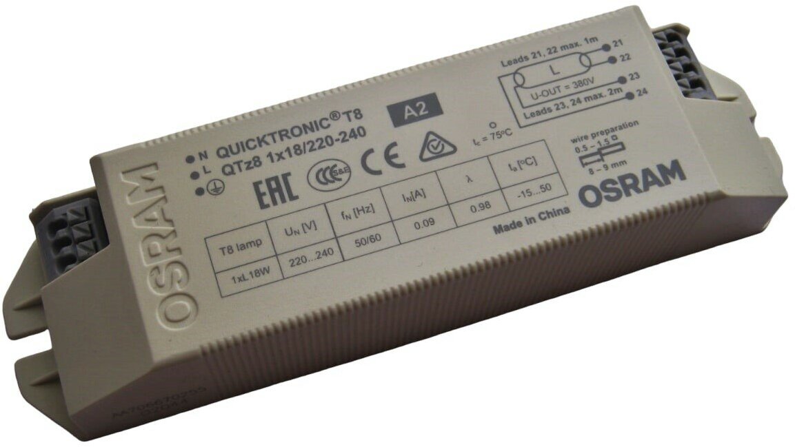 ЭПРА Osram QTZ8 1x18 для люминесцентных ламп T8, арт. 4008321863263. - фотография № 3