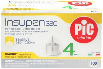 Медицинское изделие. Иглы одноразовые Insupen к шприц-ручке 32Gx5/32" (0,23mm х 4mm) №100.