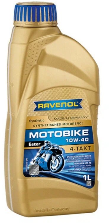 Синтетическое моторное масло RAVENOL Motobike 4-T Ester SAE 10W-40, 1 л, 1 кг