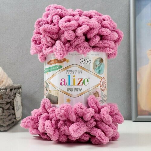 Пряжа Puffy 100 микрополиэстер 9м100г 98 т розовый 791₽