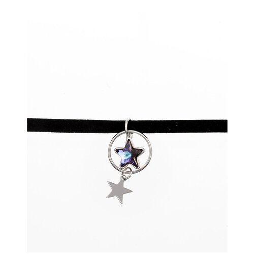 фото Бархотка чокер на шею с подвеской advanced crystal фиолетовые звезды ксюпинг xuping jewelry