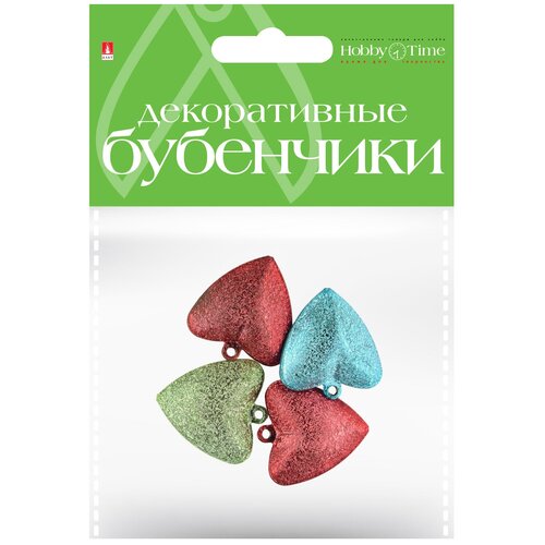 колокольчики набор 14 цветные диаметр 10 мм 4 цвета арт 2 403 14 Бубенчики. Набор №14, цветные FROSTED, сердце, 26 ММ, 4 цвета