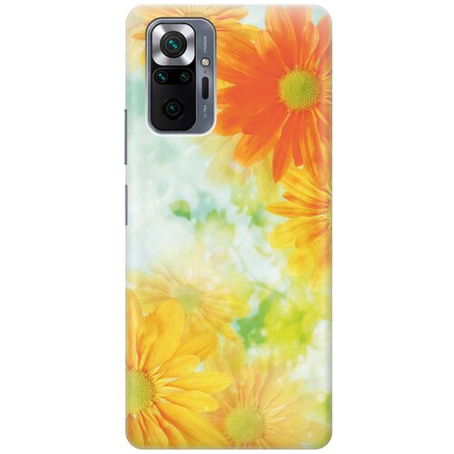 фото Ультратонкий силиконовый чехол-накладка для xiaomi redmi note 10 pro с принтом "оранжевые цветы" gosso
