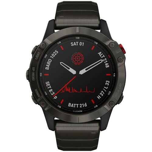 Спортивные титановые наручные часы Garmin Fenix 6 Solar Carbon Gray DLC 010-02410-23