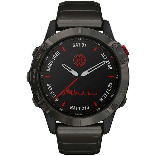Спортивные титановые наручные часы Garmin Fenix 6 Solar Carbon Gray DLC 010-02410-23 13162900₽