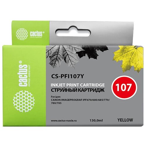 Картридж cactus CS-PFI107Y, 130 стр, желтый картридж ds imageprograf tx3000