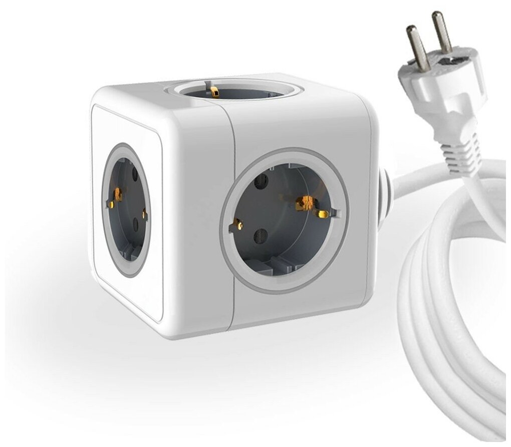 Удлинитель RocketSocket 230 В, 16 А, IP20, 5 розеток, защитные шторки, цвет серый - фото №4